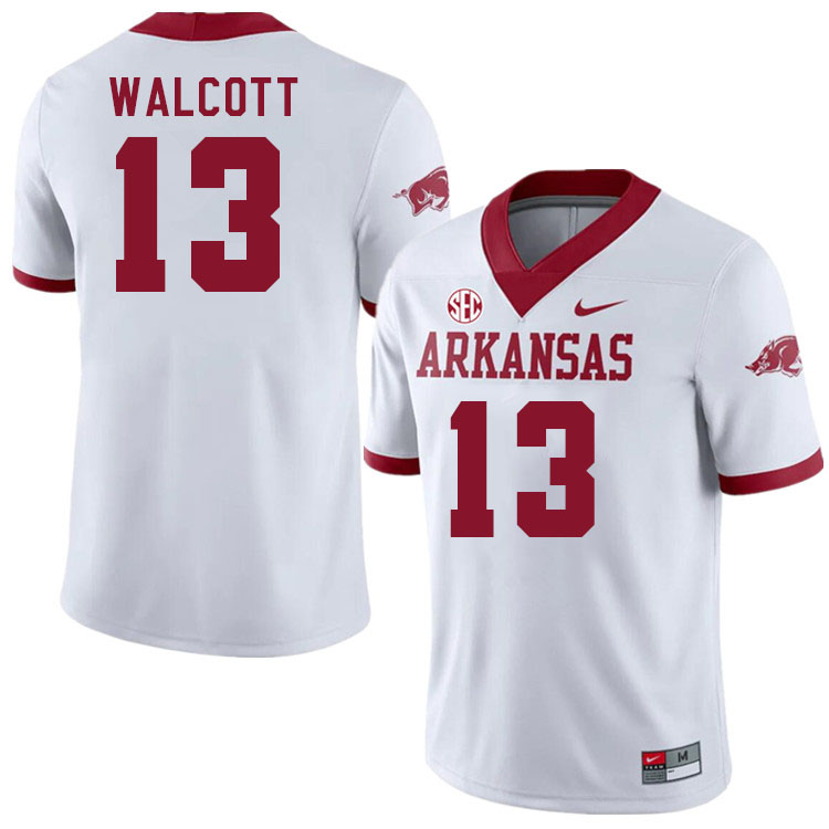 Men #13 Alfahiym Walcott Arkansas Razorback College Football Jerseys Stitched Sale-Alternate White